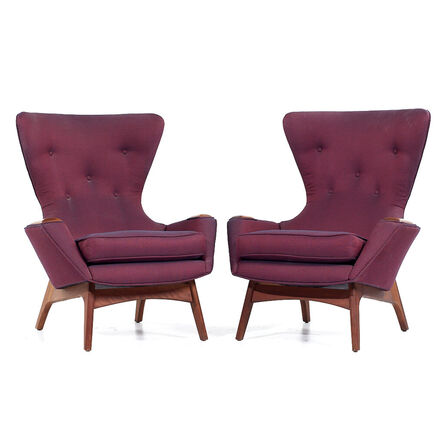 Adrian Pearsall, ‘Adrian Pearsall for Craft Associates Mid Century 2231-C Walnut Wingback Lounge Chairs - Pair’, 1970-1979