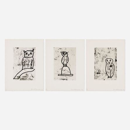 Donald Baechler, ‘Three works from the Owls portfolio’, 1992