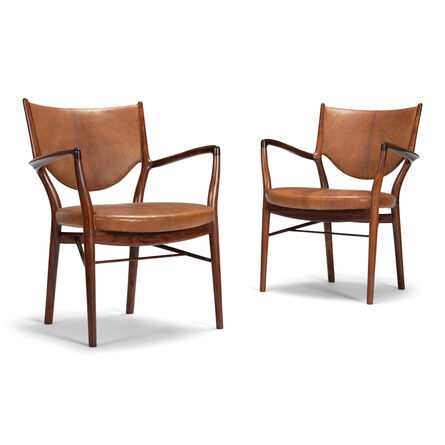 Finn Juhl, ‘A pair of NV46 armchairs in rosewood’, 1946