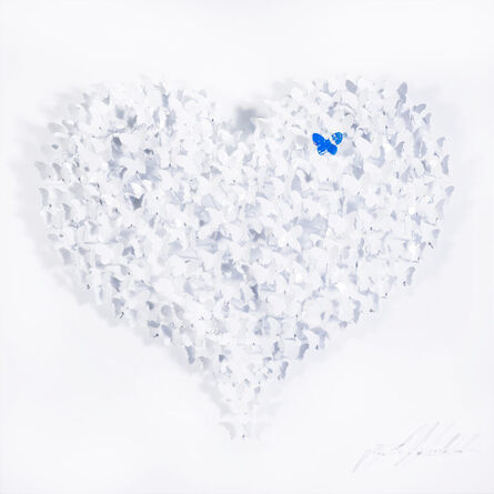 Joel Amit, ‘Flying Love - White Butterflies on White (1 Blue)’, N.A.
