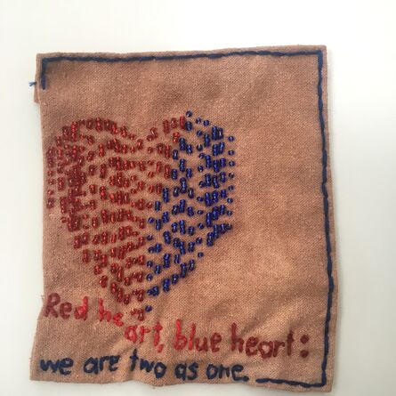 Iviva Olenick, ‘Red and Blue Heart - Love narrative embroidery’, 2019