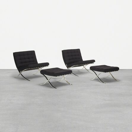 Ludwig Mies van der Rohe, ‘pair of Barcelona chairs and ottomans’, 1928