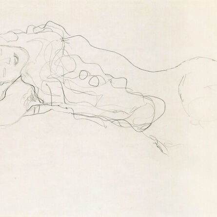 Gustav Klimt, ‘Reclining half-nude to the left’, 1917