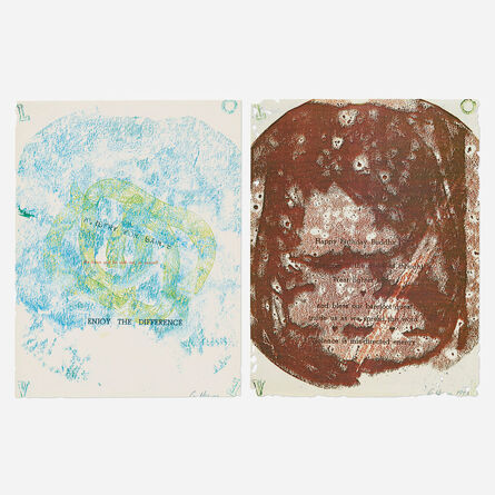 George Herms, ‘Happy Birthday Buddha; Enjoy the Difference (two works)’, 1972
