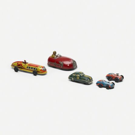 Unknown American, ‘collection of five vintage toy cars’, c. 1950