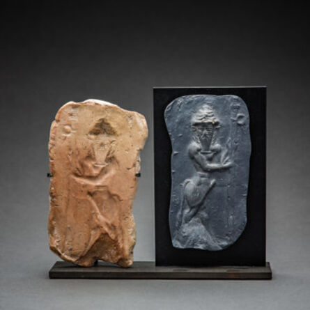 Near Eastern, ‘Old Babylonian Clay Moulded Plaque of a Standing Deity’, 2000 BCE-1700 BCE