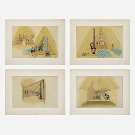 Florence Knoll, ‘interior drawings (four works)’, c. 1960