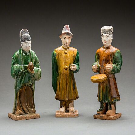 Unknown Chinese, ‘Set of Three Ming Glazed Terracotta Attendants’, 1368-1644