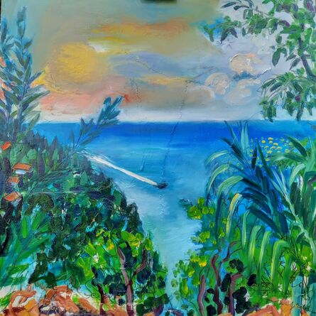 Norma de Saint Picman, ‘Water series summer 2019 - plein air in situ paintings, Strunjan bay, boat crossing...’, 2019