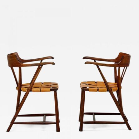 Wharton Esherick, ‘Rare Pair of Walnut Captain Chairs’, ca. 1951