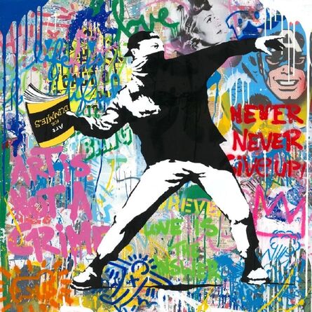Mr. Brainwash, ‘Banksy Thrower - Never Never Give Up - 미스터 세뇌 - 브레인워시’, 2022
