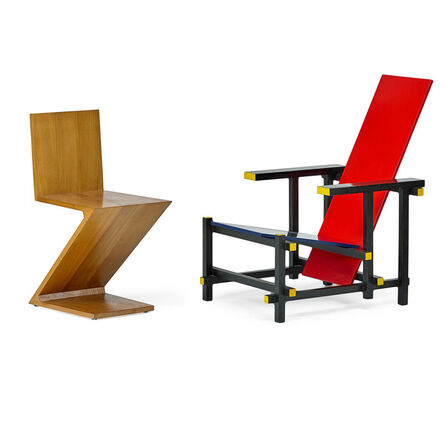 Gerrit Thomas Rietveld, ‘Zig-Zag and Red Blue chair, Italy’, 1980s-90s