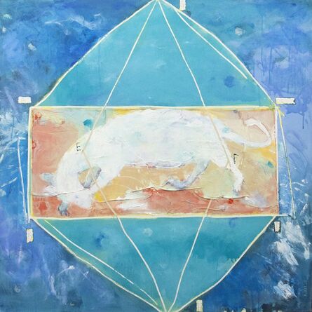 Rick Rivet, ‘Cat's Cradle No 5 - blue, white, indigenous, figurative animal acrylic on canvas’, 2005