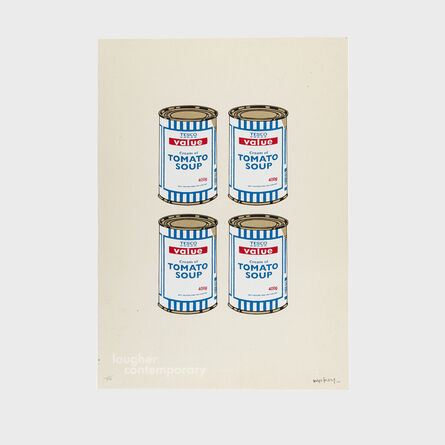 Banksy, ‘Four Soup Cans - Gold on Cream’, 2005