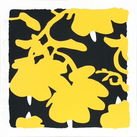 Donald Sultan, ‘Lantern Flowers - Yellow/Black background’, 2017