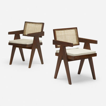 Pierre Jeanneret, ‘Office armchairs from Punjab University, Chandigarh, pair’