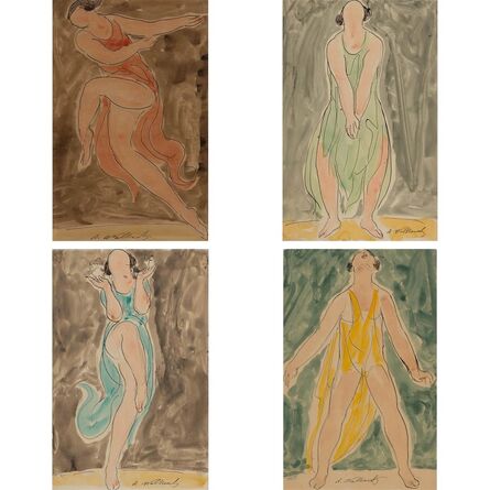 Abraham Walkowitz, ‘Isadora Duncan (Red); Isadora Duncan (Green);  Isadora Duncan (Blue); Isadora Duncan (Yellow)’