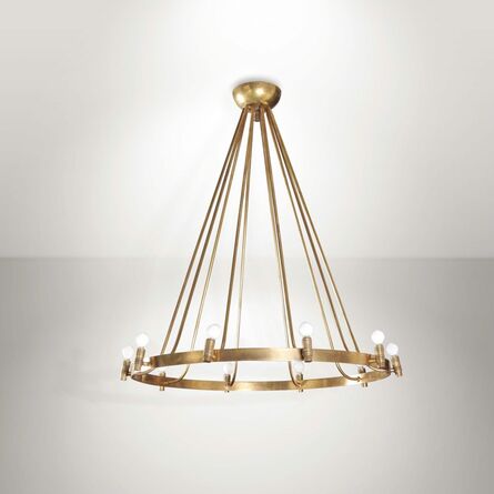 Gino Sarfatti, ‘a large S00106 Variante pendant lamp with a brass structure’, 1950 ca.