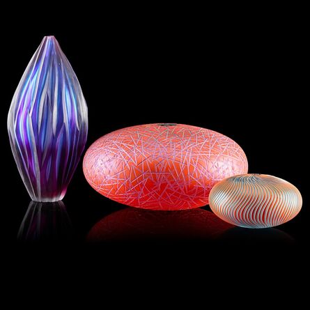 Philip Baldwin, ‘Three glass vessels, Switzerland: "Red and Violet Horizon," "Interni", and untitled vase’, ca. 2000