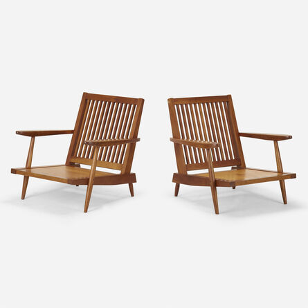 George Nakashima, ‘Cushion armchairs, pair’, 1972