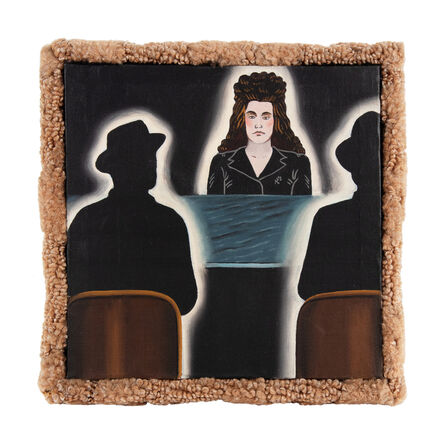 Roger Brown, ‘Untitled (Two Figures at Bar, Female Behind Counter, Carpet Frame)’, 1969