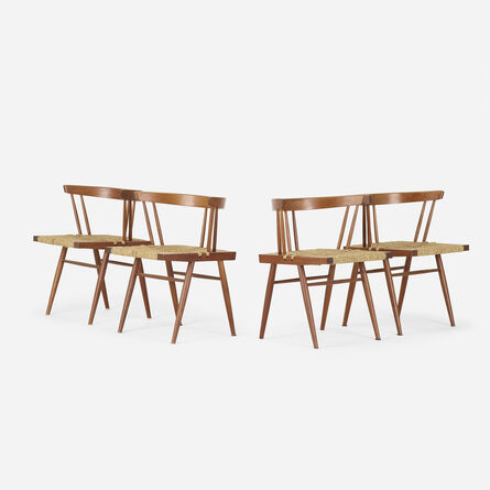 George Nakashima, ‘Grass-Seated chairs, set of four’, 1956