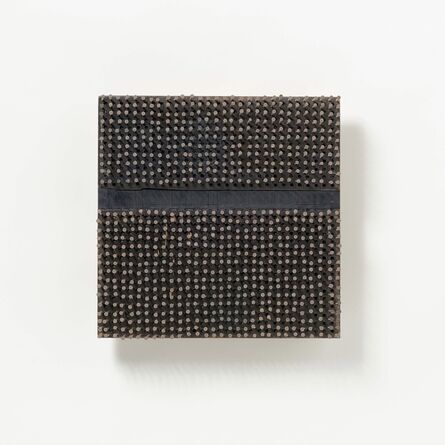 Bernard Aubertin, ‘Rhytme infini monochrome noir bois brule, clous bleues au feu’, 1988