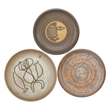 Clyde Burt, ‘Three stoneware plates’