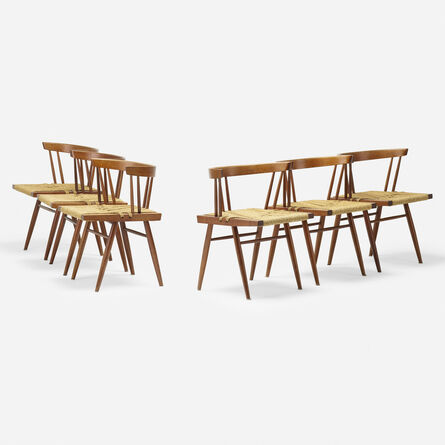 George Nakashima, ‘Grass-Seated chairs, set of six’, 1959