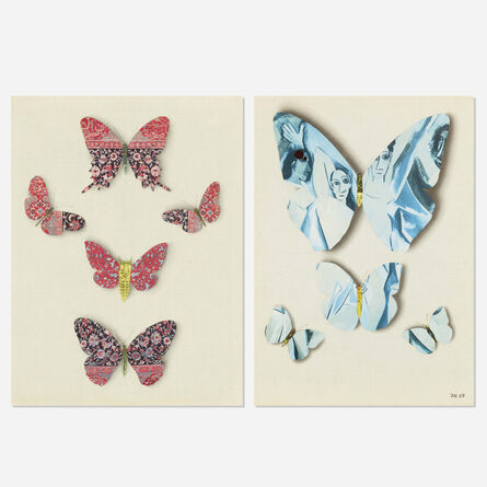 Jiří Kolář, ‘Untitled (Butterflies); Untitled (Butterflies with Picasso) (two works)’, 1969