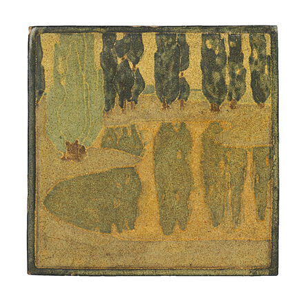 Marblehead Pottery, ‘Marblehead Fine And Rare Scenic Tile, Marblehead, MA’, ca. 1908
