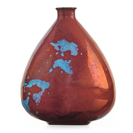 Gertrud Natzler, ‘Small teardrop bottle, fine oxblood and Chinese blue glaze with melt fissures, Los Angeles, CA’, 1947