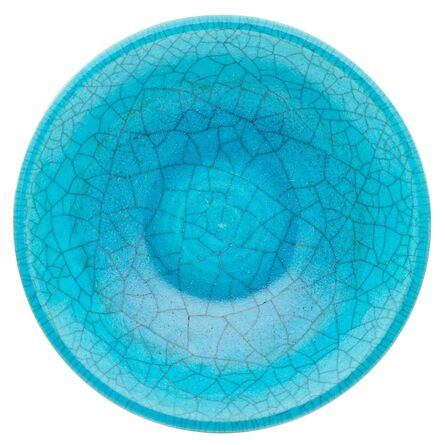 Glen Lukens, ‘Fine large bowl, crackled turquoise drip glaze, Los Angeles, CA’