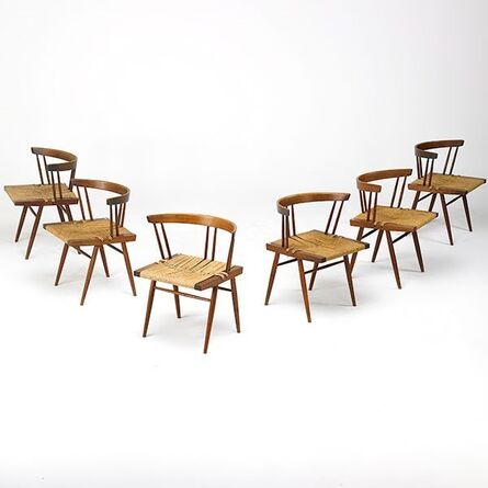 Nakashima Studio, ‘Set of six Grass-Seated chairs, New Hope, PA’, 1963