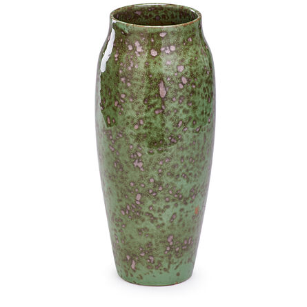 Grand Feu, ‘Exceptional Tall Vase, Red And Moss Crystals Glaze, Los Angeles, CA’, 1916-18