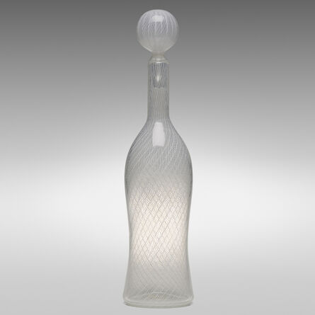 Paolo Venini, ‘Monumental Zanfirico bottle with stopper, model 4579’, 1956