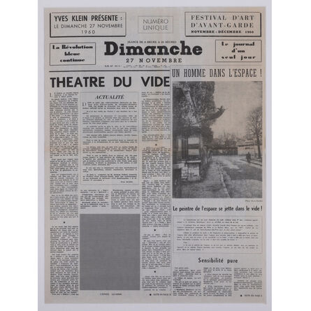 Yves Klein, ‘Dimanche : Le Journal d'un seul jour, Théâtre du vide’, 1960