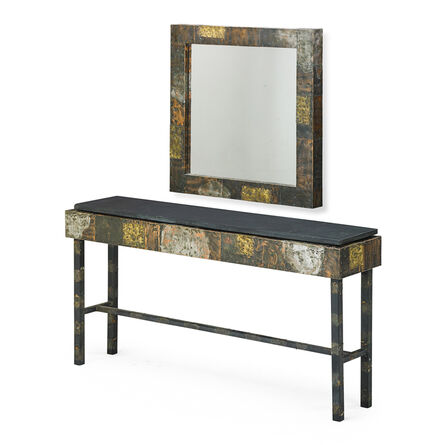 Paul Evans (1931-1987), ‘Custom Patchwork Console Table And Mirror, USA’, 1970s