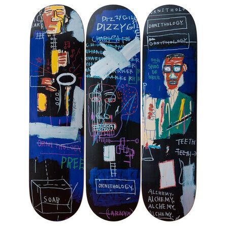 Jean-Michel Basquiat, ‘"Horn Players" Skatedeck Triptych’, 2019