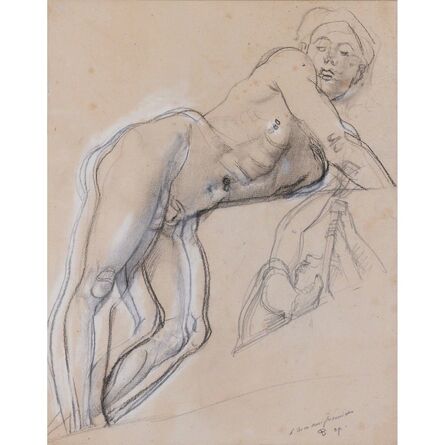 Antoine-Louis Barye, ‘Reclining nude’