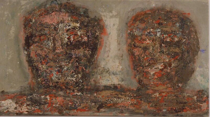 Leon Golub, ‘Two Heads’, 1961, Painting, Oil and lacquer on canvas, Anthony Reynolds Gallery
