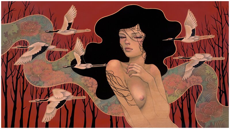 Audrey Kawasaki, ‘When It Begins’, 2014, Painting, Oil, graphite and ink on wood panel, KP Projects