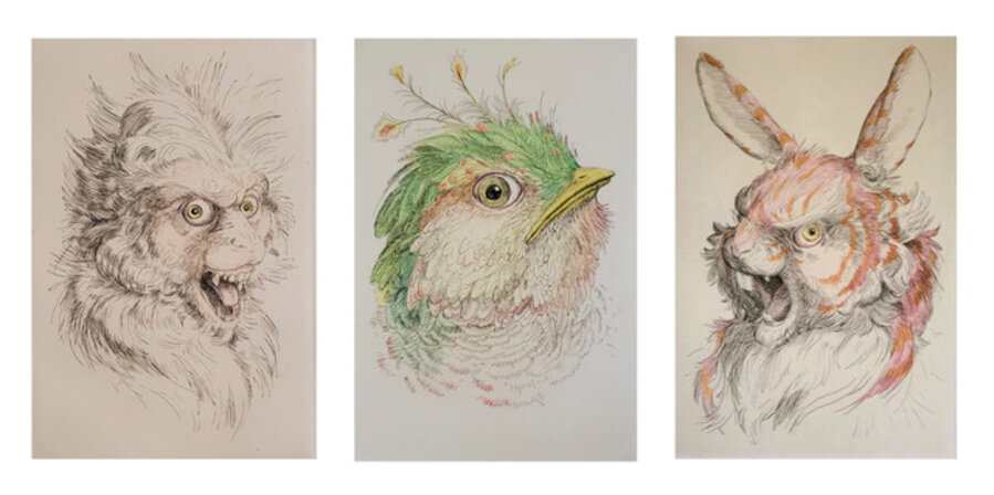 Chicago Portraits: Head of an Official (Monkey), Head of a Denizen (Bird) & Head of a Sybil (Bunny)
