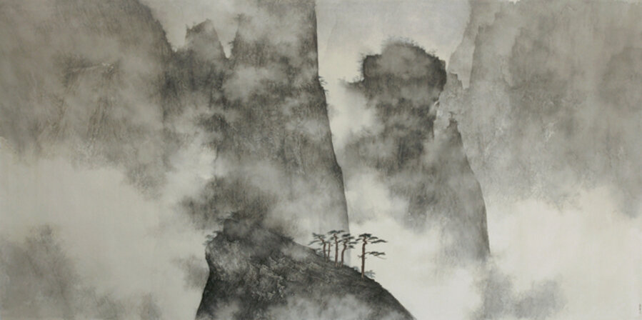 Mountains Hidden in Clouds and Mist