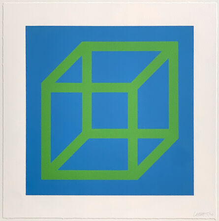 Sol LeWitt, ‘Open Cube in Color on Color (Green & Blue)’, 2003