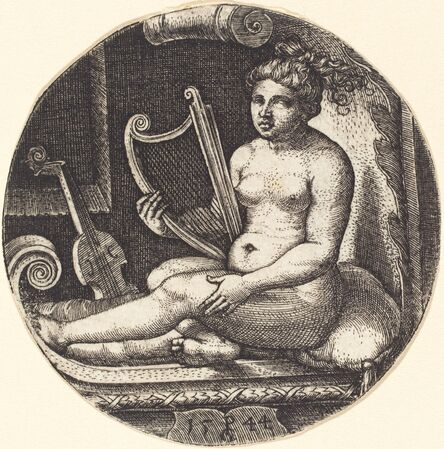 Georg Pencz, ‘Woman with a Harp’, 1544