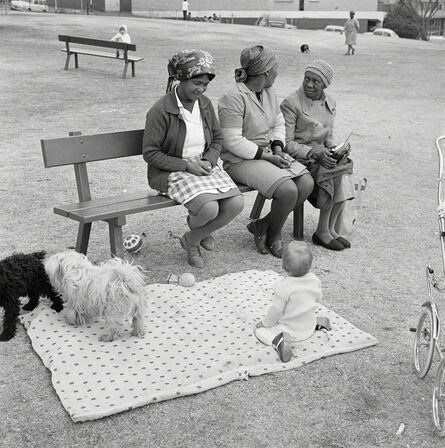 David Goldblatt, ‘Baby with child-minders and dogs in the Alexandra Street Park, Hillbrow’, 1972