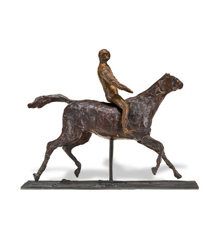 Edgar Degas, ‘Cheval au galop, tournant la tête à droite, les pieds ne touchant pas terre; jockey monté sur le cheval’, Conceived circa 1875-cast at a later date