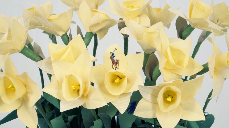 Carlton Scott Sturgill, ‘Branded Daffodils’, 2016, Mixed Media, Ralph Lauren button down shirts, aluminum wire, floral tape, wood, Ferrara Showman Gallery