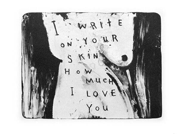 Cover image for "I Write on Your Skin How Much I Love You" exhibition of lithographs by David Lynch